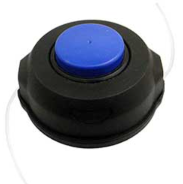 Black and blue trimmer head on a white background